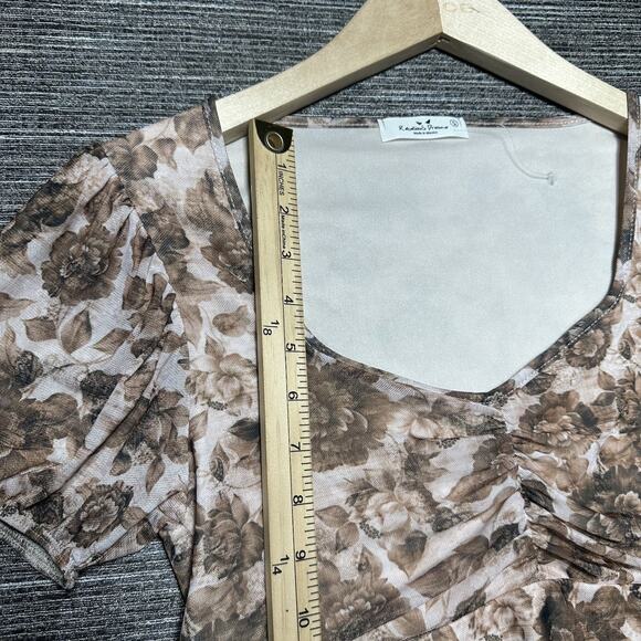 Rebellious Dreamer Blouse Top Women's S Brown Floral TH1340A - Picture 6 of 12